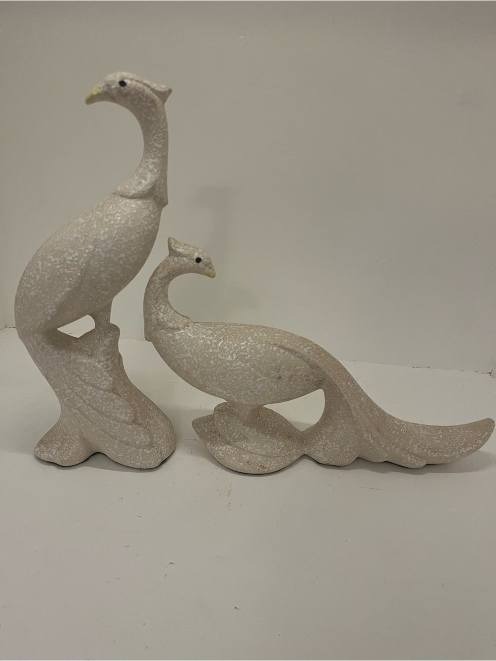 Vintage Maddux California White Pebbled Finish Stylized Bird Figurines